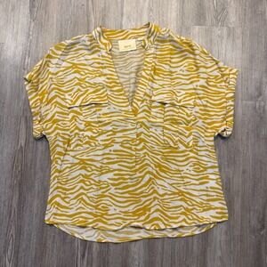 Maeve Womens XS Zebra Print Flowy Top Blouse Dark Yellow